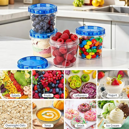18 Pack Reusable Freezer Storage Containers with Twist Top Lids Airtight(34oz/17oz/4oz), Plastic Food Storage Containers with Lids for Meal Prep Soup Snack Fruit, Soup Container Freezer Microwave Safe