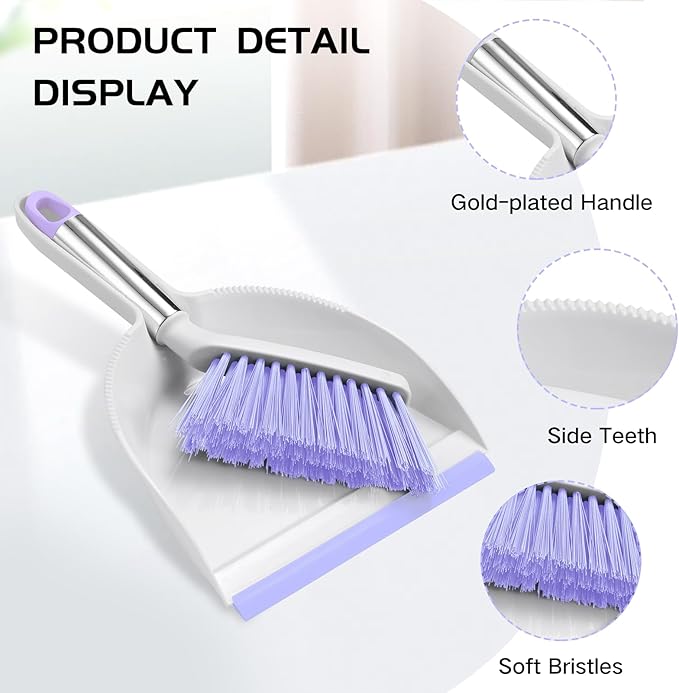 NACENA Mini Broom and Dustpan Set, Small Dust Pan and Brush Set