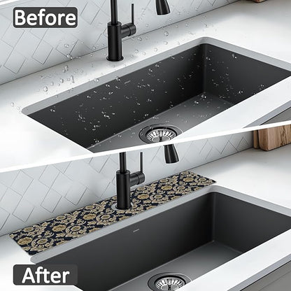 2PCS 24" X 5.5" Kitchen Sink Splash Guard Faucet Mat Floral Flower Super