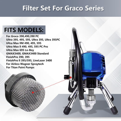246385 Hose Inlet Strainer Filter Inlet Suction Strainer Mesh Filter for Graco 495 Ultra 395 390 Airless, for Wagner Spraytech Titan Paint Pumps (6 Packs)
