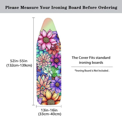 Boho Floral Ironing Board Pad Ironing Board Cover and Pad 15" x 54" Scorch