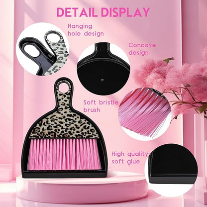 THINKLEARN 2PCS Mini Dustpan and Brush Set, Small Broom and Dustpan Set