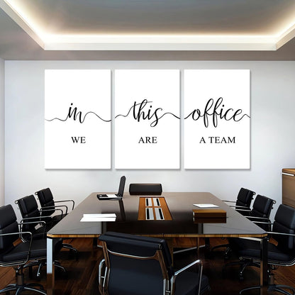 Hunanies In This Office We Are a Team Canvas Wall Art, Set of 3 Canvas Print, Inspirational Wall Decor For Office, Motivational Wall Art, Office Wall Decor (16" x 24" x 3 pcs)