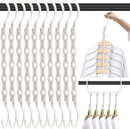 DUCOO 10 PCS Space Saving Hangers, 5-Hole Magic Hangers