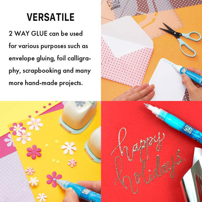 Kuretake Zig 2 Way Glue Pen 3 Variety Set, Adhesive for Professional,Artists, Crafting, Scrapbooking, Gift Card, Made in Japan