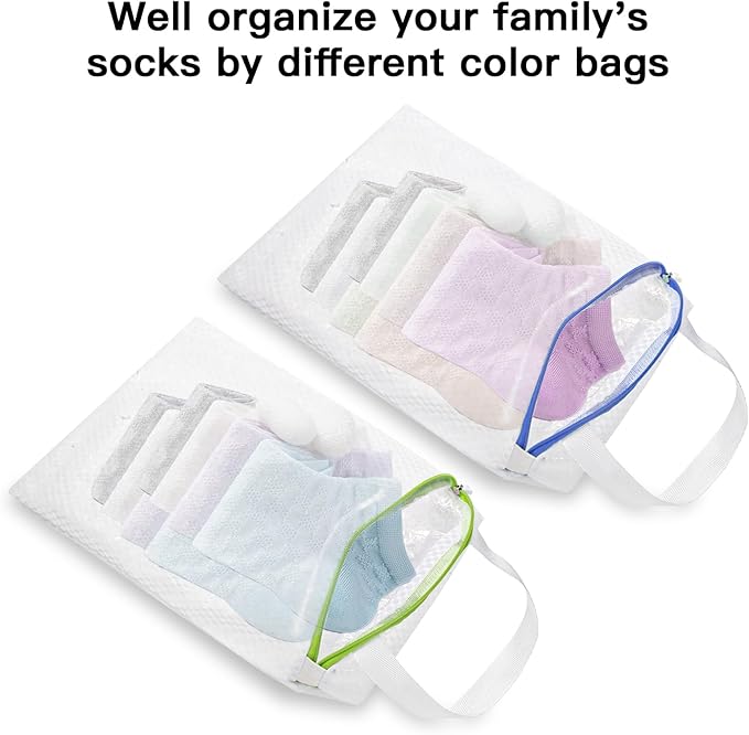 5-Pack Sock Laundry Bags with Metal Hooks, 10x12 Inch Mesh Washing Machine Bags