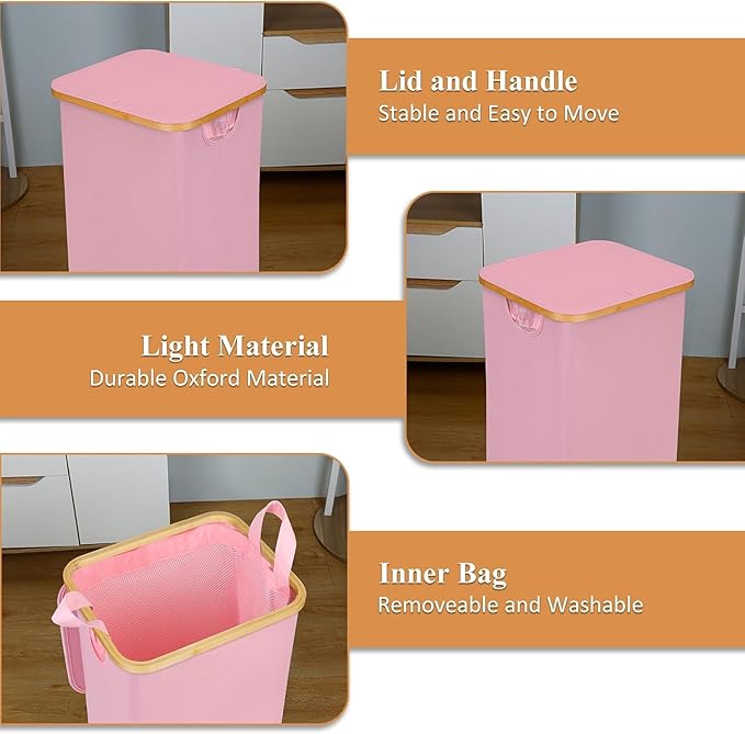 Laundry Basket with Wheels, 110L Clothes Hamper