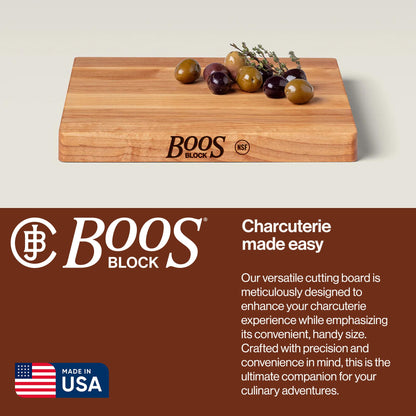 John Boos Chop-N-Slice Series Square Wooden Maple Cutting Board 10”x10” – 1” Thick, 4-lb Reversible Butcher Block with Eased Corners & Edge-Grain – Made in the USA