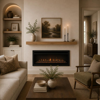 Urbandi Modern Fireplace Mantel, Contemporary, Floating Mantle, Shelf, Hand Crafted, (Aged Oak, 60Lx3Hx8D)