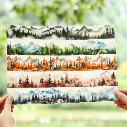 AuriicLeaf Mountain PET Tapes Set, 6 Rolls of Nature Ephemera for Junk Journaling, Scrapbooking, Crafting, DIY Projects, Diaries, and Art Supplies