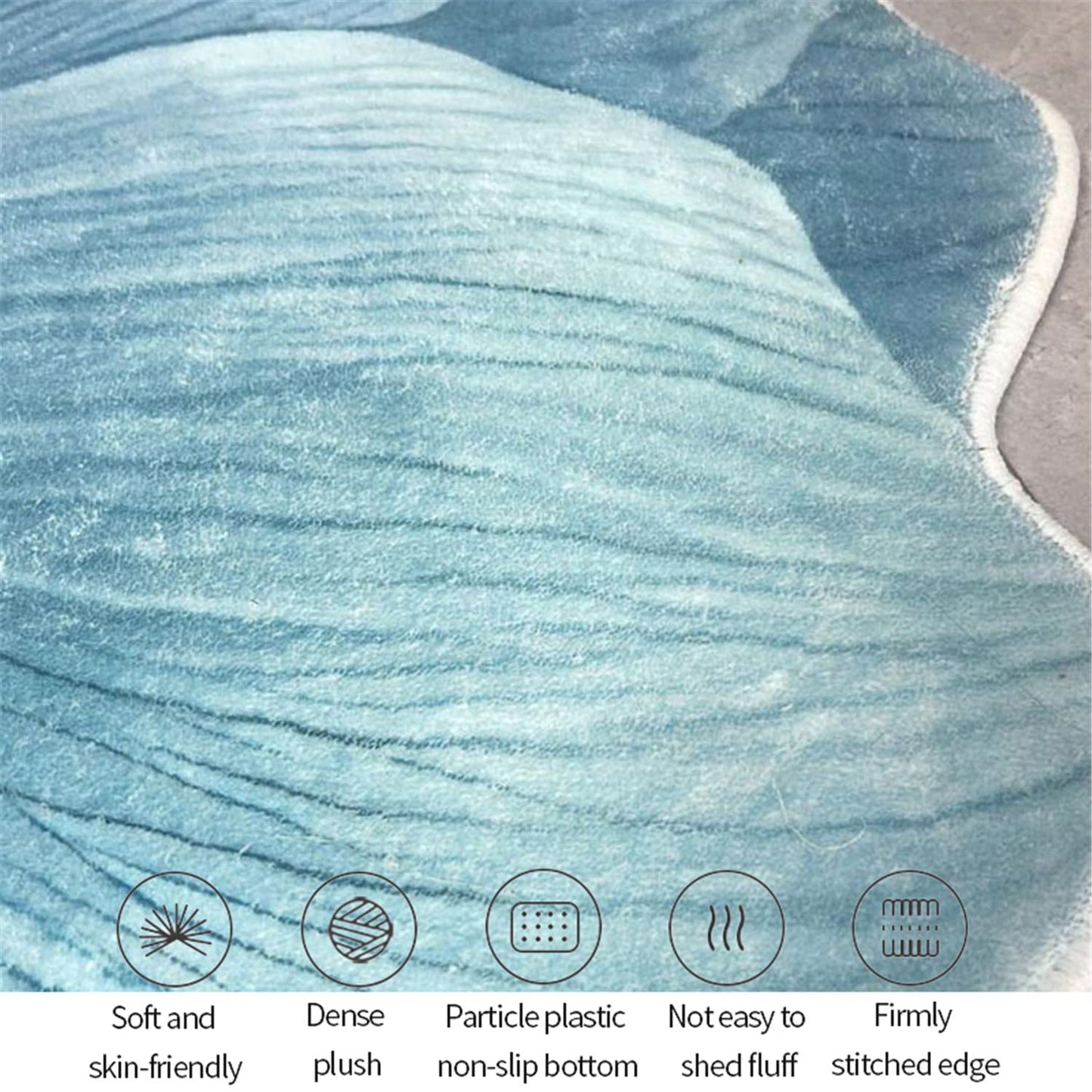 Flower Rug 32” Round Area Rugs Cute Plush Flower Shaped Rug Circle Non Slip Water Absorption Doormat for Bedroom Bedside Living Room Bathroom Kitchen Floor Mat, Blue Lotus (Blue Lotus, LHD32)