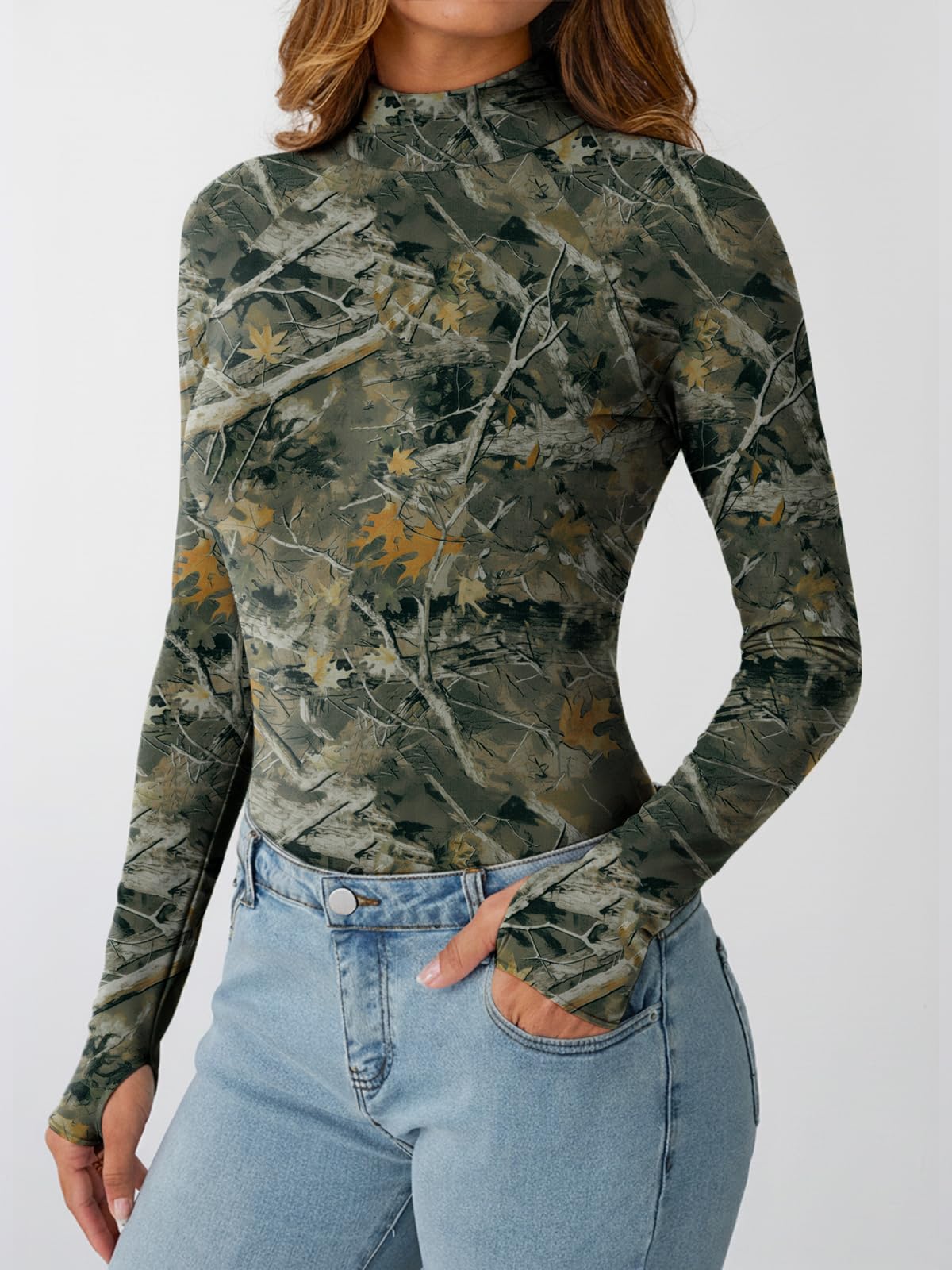 Dealmore Lace Sheer Long Sleeve Floral Mesh Mockneck Trendy Cute Going Out Tops for Women Fall Fashion Outfits 2025 Clothes