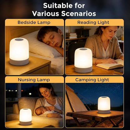[3600mAh] Portable Dimmable Touch Night Light, 3 Colors Egg Light for baby Nursery, Rechargeable battery powered Lights for Kids Toddler room, Small Cordless Table Bedside Lamp for breastfeeding, soft
