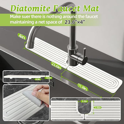 Stone Faucet Mat for Kitchen Sink, Diatomite Quick Dry Kitchen Sink Splash Guard