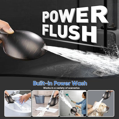 Cobbe 9-Function Shower Head with Built-in Power Spray, 1.8 GPM Water Saving ON/OFF Toggle Switch, High Pressure Handheld Showerhead with 1-Click Pause Button, Brass Bracket & 6ft Hose, ORB