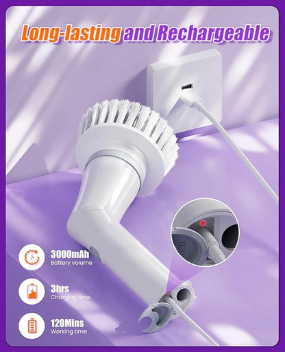 NBONEBS Electric Spin Scrubber, Cordless Shower Scrubber Rotary Floor Brushes &