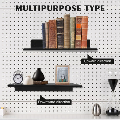 Daanxw Heavy Duty Pegboard Steel Shelves,Can Be Used for Walls or Pegboards,Floating Steel Shelves for Wall,Pegboard Shelf,Suitable for Bathroom,Bedroom,Kitchen and Garage,16 x 7 inch(4 Packs Black)