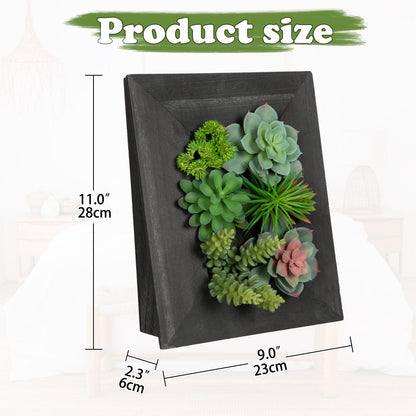 Arborus Fake Plants Succulents 3D Artificial Wall Hanging Plants Indoor Faux Succulent Arrangement in Wooden Planter for Home Farmhouse Kitchen Console Table Wall Decoration