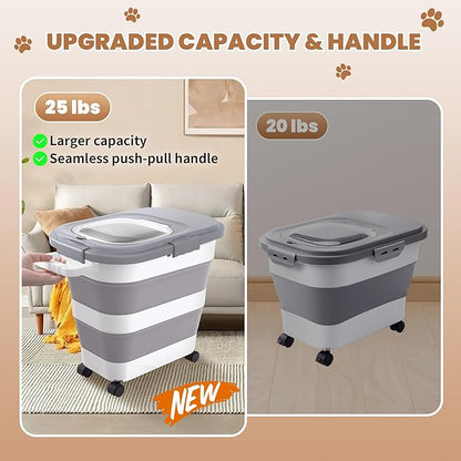 23-25 Lbs Airtight Dog Food Storage Container, Collapsible Dog Food Container