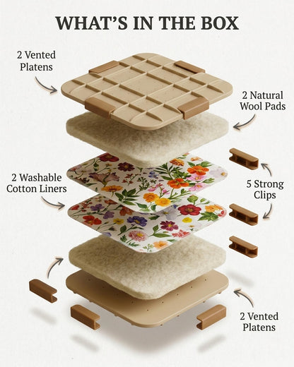 Microfleur Flower Preservation Press Kit, Portable Quick & Easy for Pressed Flowers, Craft Flower Press Kit, Pressing Dry Bouquet & Leaf, Washable Cloth for Lasting Color Fits Most Microwave, 9 inch
