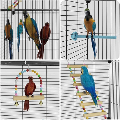 STILLCOVE Big Flight Bird Cage, Black Parakeet Cages with Rolling Stand & Wheels, Wide Birdcage for Parrots Cockatiels Conure Budgie Canary Finch Lovebird