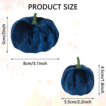 Whaline 12Pcs Fall Thanksgiving Velvet Pumpkin Blue White Artificial Pumpkins 2 Sizes Fake Fabric Pumpkin Autumn Harvest Table Centerpiece for Thanksgiving Halloween Party Mantel Farmhouse Decor