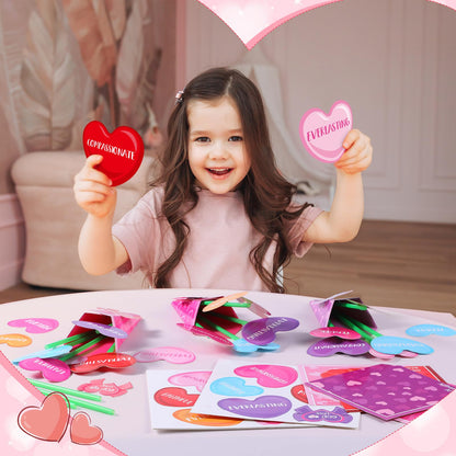 Funrous 48 Set Christian Mother's Day Crafts Kit Heart Sunday School Bible Flower Bouquet Making Kit DIY God is Love Flowers Paper Crafts for Religious Mother's Day Party Activity Gift Project