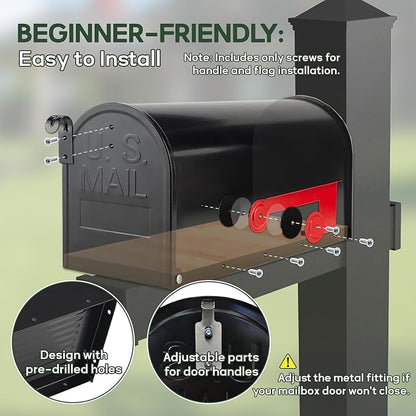 RAINHOL Black Metal Mailboxes for Outside Post Mount, Standard Mail Box, Galvanized Steel Heavy Duty Mailbox, Medium Capacity, 19 x 8.7 x 6.7 inches