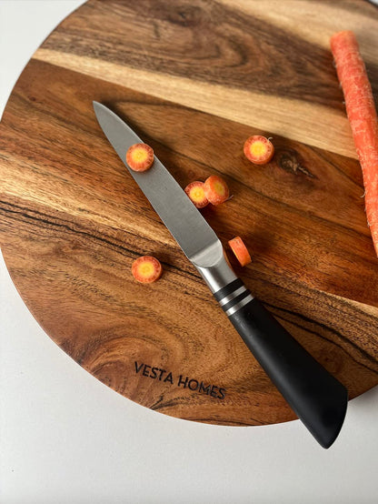 Vesta Homes Wooden Round Chopping Board/Cutting Board/Serving Board, Plate for Pizza, Vegetables, Fruits and Cheese Acacia Wood 11.5 x 11.5 Inches Handcrafted Natural