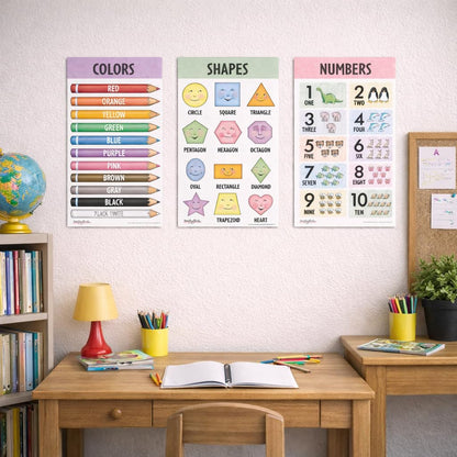 Mary Engelbreit Preschool Learning Posters Set (8-Pack), Toddler Learning Posters, ABC Alphabet, Colors & Educational Charts for Classroom & Homeschool