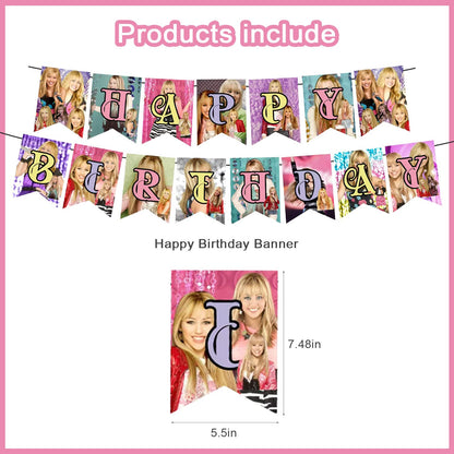DOSSEL Hannah Singer Montana Music Theme Birthday Party Supplies Includes Birthday Banner, Cupcake Toppers, Cake Topper, Latex Balloons for Kids Adults Fans Party Decor