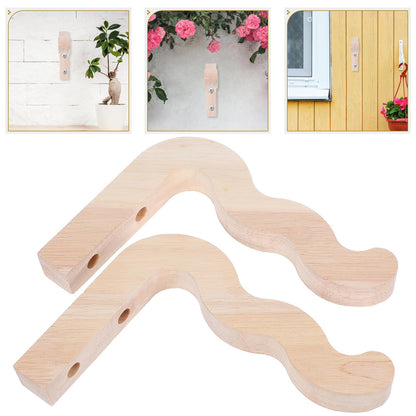 Kisangel 2pcs Wooden Wall-Mounted Flowerpot Hooks for Indoor Outdoor Hanging Plant Brackets Wind Chime Lantern Holder Balcony Garden Pot Hangers