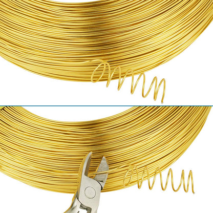 Cheriswelry 980 Feet 20 Gauge Gold Aluminum Wire Bendable Metal Craft Wire Flexible Soft Jewelry Beading Wire 0.8mm for Sculpting Armature Artistic Floral Garden Wrapping DIY Craft