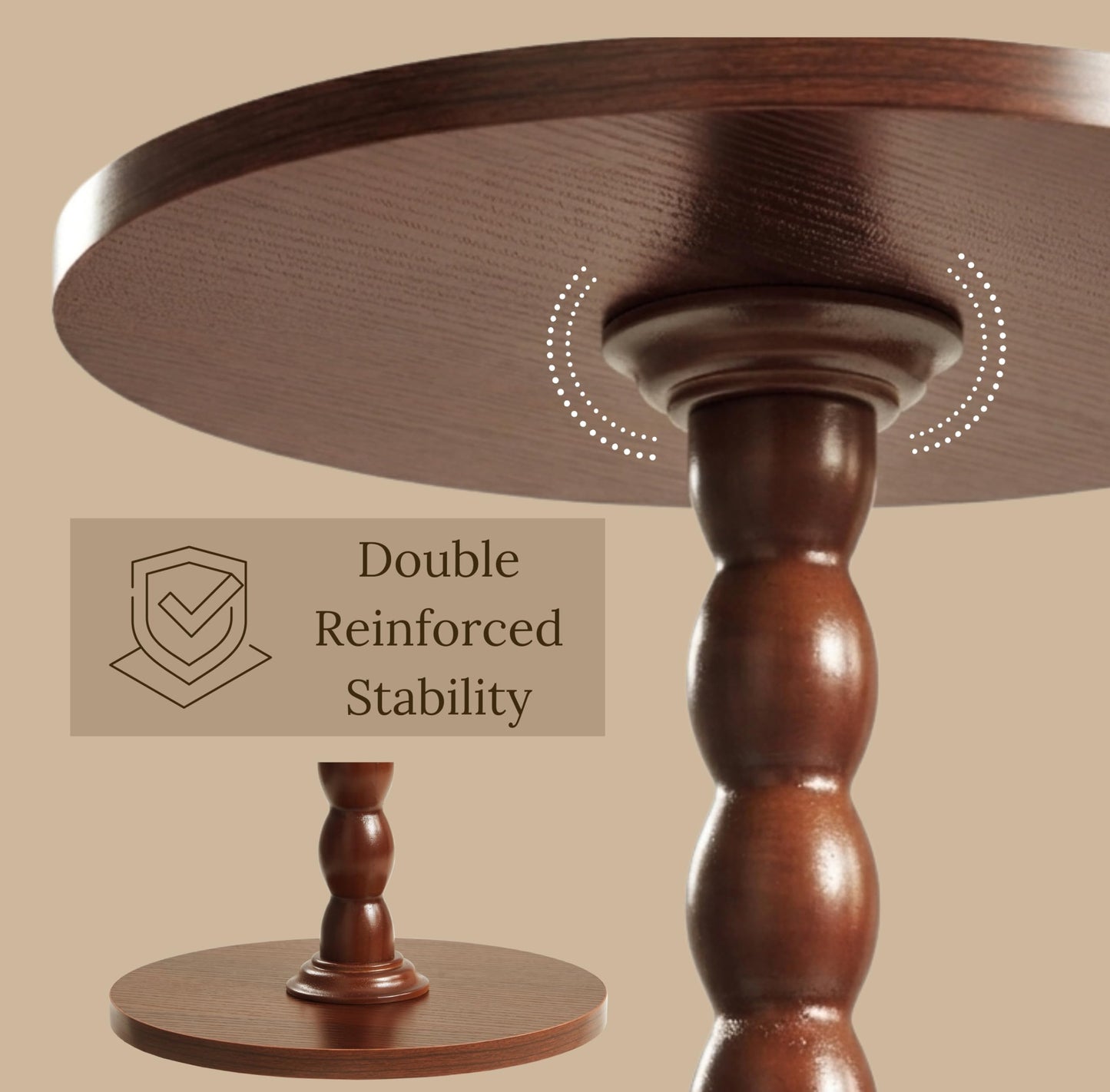 BENNTOR Round Wooden Small Side Table for the Living Room, Modern Pedestal Side Table for Small Spaces, Drinks, Corner, Accent Piece, and Compact Nighstand Bedroom, Tool-Free Easy Assembly, Walnut