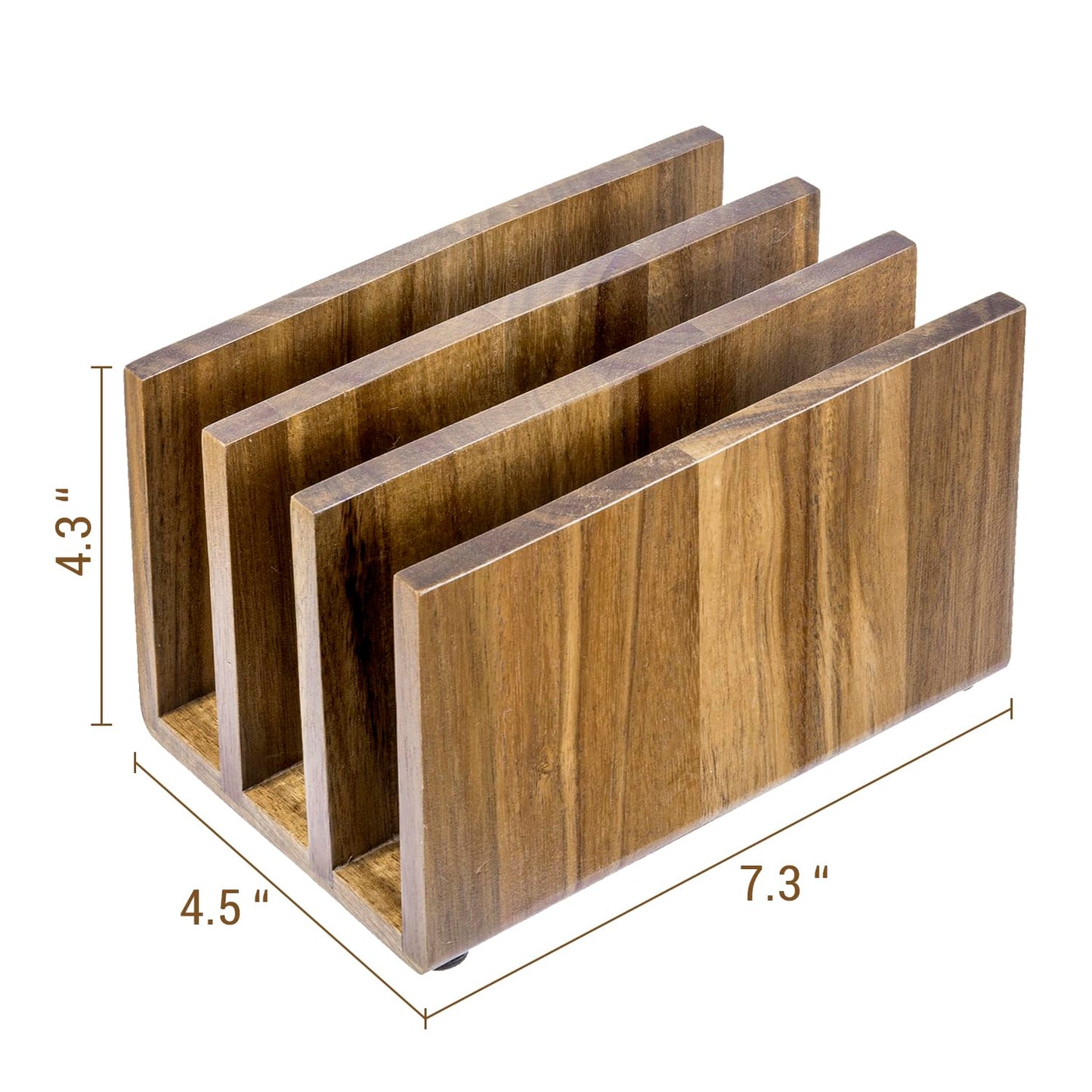 MyGift 3 Slot Premium Acacia Solid Wood Mail Holder, Entryway Countertop Letter Organizer, Office Desktop File Sorter, Bill Divider, Envelope Storage Bin