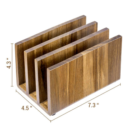 MyGift 3 Slot Premium Acacia Solid Wood Mail Holder, Entryway Countertop Letter Organizer, Office Desktop File Sorter, Bill Divider, Envelope Storage Bin