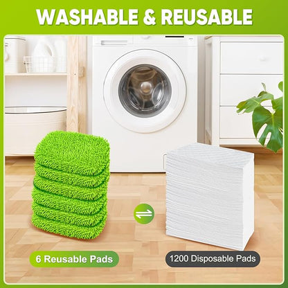 6-Pack Reusable Mop Pads Fit Swiffer Sweeper, Microfiber Cleaning Mop Pads