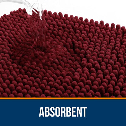 OLANLY Large Bathroom Rugs 44x32, Extra Soft Absorbent Chenille Bath Rugs, Rubber Backing Quick Dry, Machine Washable Bath Mats for Bathroom Floor, Tub and Shower, Home Decor Accessories, Burgundy