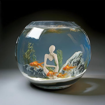 Fish Aquarium Decor Ornaments Minimalist Sandstone Thinker Statue Fish Tank Decorations Small Accessories Resin Abstract Home Decor Fish Toy for Betta Cichlid Goldfish Shrimps Hermit Crabs Turtle