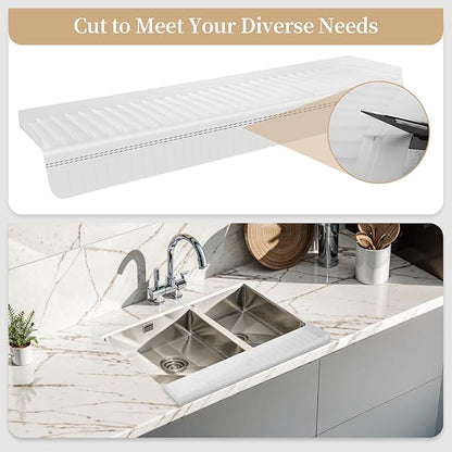 Sink Edge Protector with Suction Cup, Silicone Sink Splash Guard