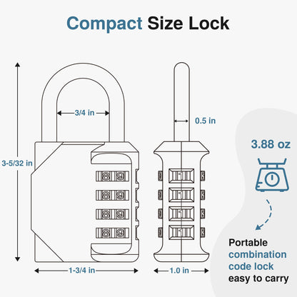 Puroma Combination Lock 4 Digit Waterproof Locker Locks Secure Outdoor Padlock for Gym Lockers, Toolboxes, Gates, Fences, Storage, Sports Locker (Peacock Blue)