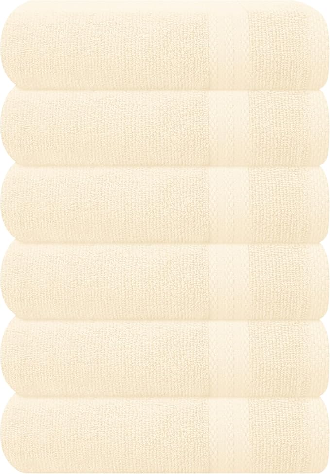 GLAMBURG Ultra Soft 6-Piece Hand Towel Set 16x28-100% Ringspun Cotton