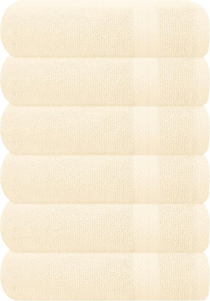 GLAMBURG Ultra Soft 6-Piece Hand Towel Set 16x28-100% Ringspun Cotton
