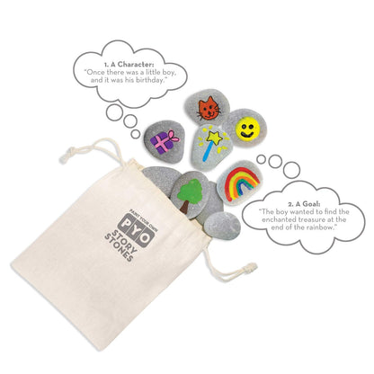 MindWare Paint Your Own Story Stones, Creative Storytelling Art Kit with 16 Paintable Stones, Paints and Brushes, Imaginative Language Play for Kids Ages 8 and Up, Creative Gifts for Kids