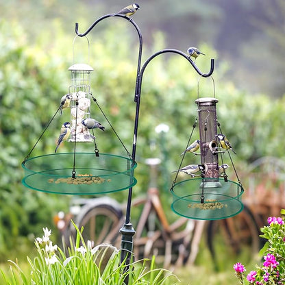 2 Pack Bird Seed Catcher for Outdoor Feeders, 24in & 16in Adjustable Hanging Trays with 4in Anti-Spill Height, Hanging Hoop Bird Seed Catcher Tray for Hummingbird Feeders Outdoor Garden Accessories