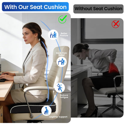 Extra Large Office Chair Cushion (19"x17"x3"), Seat Cushion with Honeycomb Message Dots & High-Resilient Foam for Back & Tailbone Pain Relief, Butt Pillow for Long Sitting, Car Seat, Wheelchair, Floor
