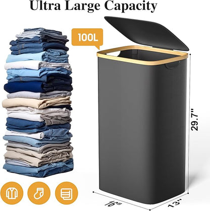 Large Laundry Hamper, 100L Waterproof Laundry Basket