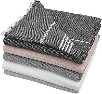 HAVLULAND Set of 5 Turkish Beach Towel Oversized 39x71 Turkish Bath Towels Highly Absorbent Quick Dry Extra Large Sand Free Beach Towels for Beach Pool Spa Gym Yoga Travel Camping Blanket