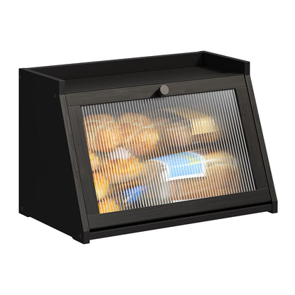BMOSU Bread Box for Kitchen Countertop Large Capacity Corner Bread Box Farmhouse Bread Container Bread Storage Bread Holder (Black, Large)