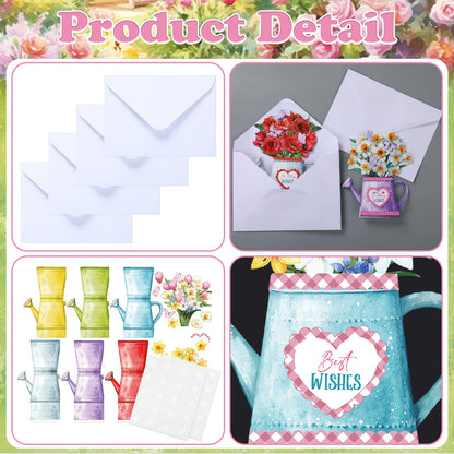 Gueevin 18 Set Mother's Day Craft Kits Watering Can Blossoms Card Making Kit for Card Making Supplies & Crafting with Sticky Foam Pads Handmade DIY Supplies Holiday Gift for Birthday Party Mothers Day